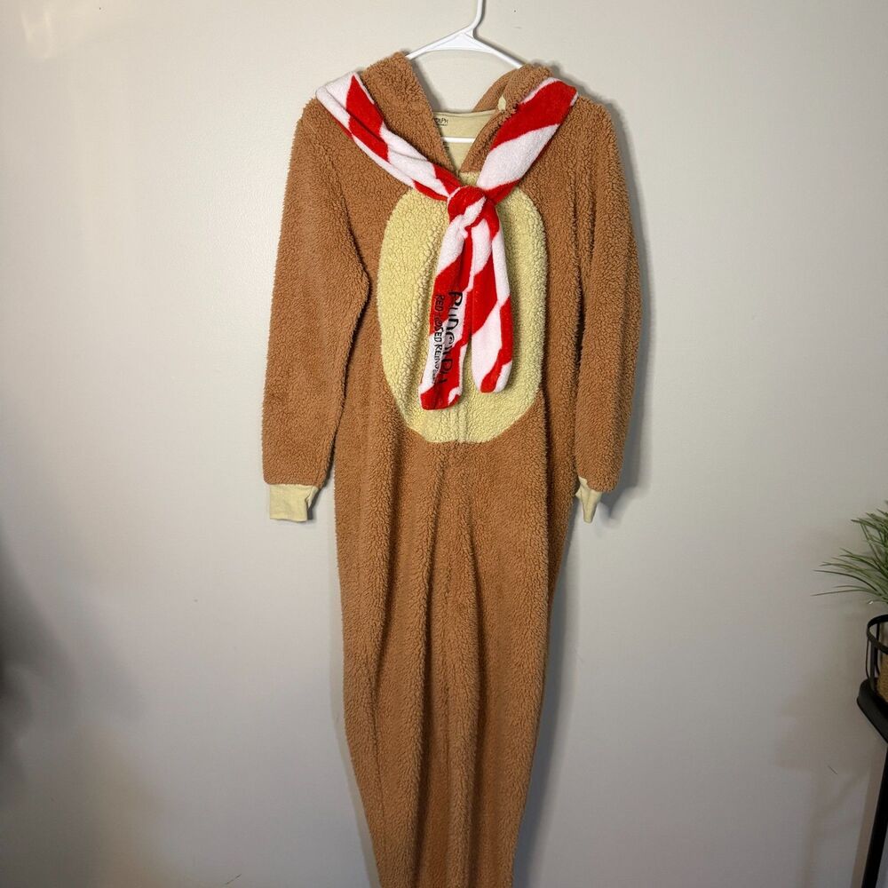 rudolph the red nose reindeer hooded womens small onesie christmas party holiday